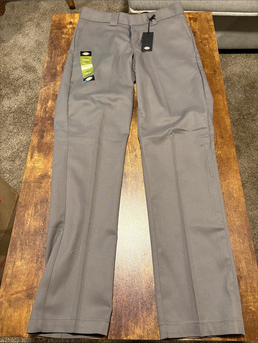 30/32 Dickies Men's Gray Straight-Leg Slim Fit Pants
